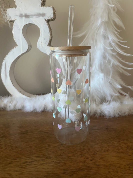 20oz Glass Tumbler - hearts