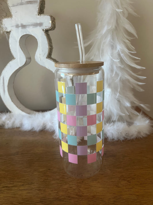 20 oz Glass Tumbler - checkered